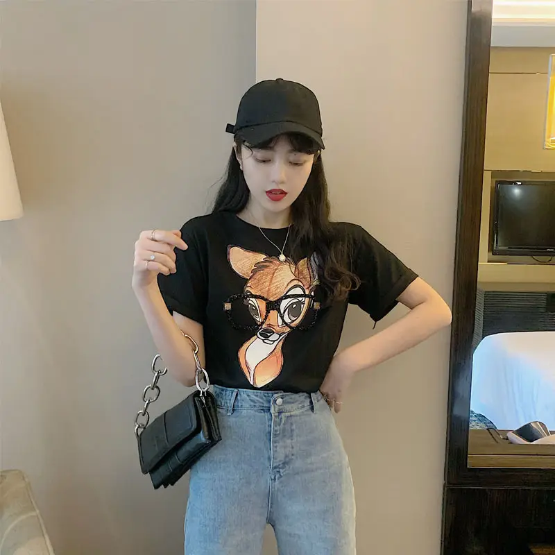 Women Cross Border Literary Casual T-Shirt Large - Image 4