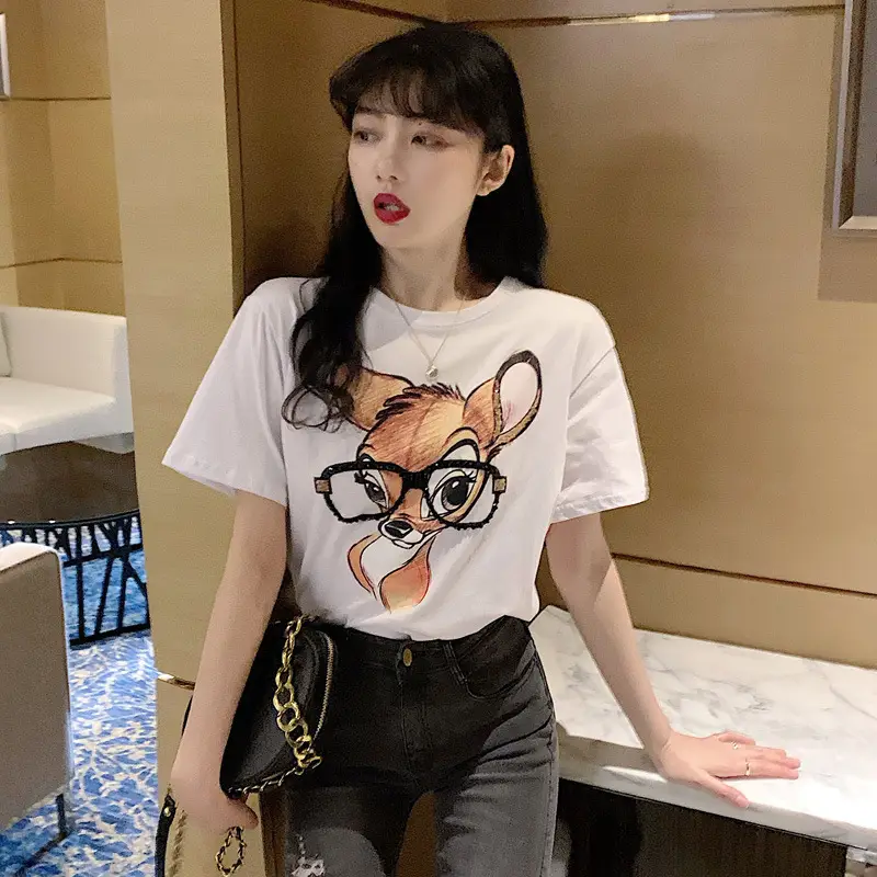 Women Cross Border Literary Casual T-Shirt Large - Image 5