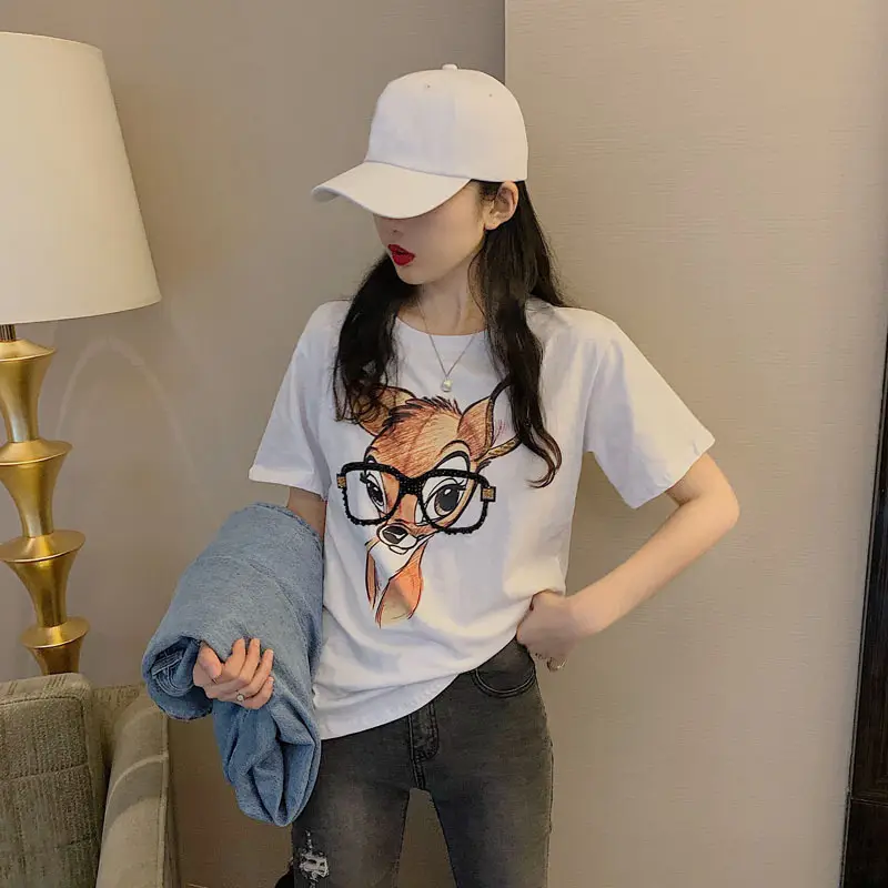 Women Cross Border Literary Casual T-Shirt Large — feature 10