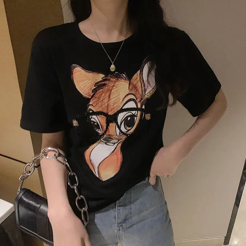 Women Cross Border Literary Casual T-Shirt Large — feature 13
