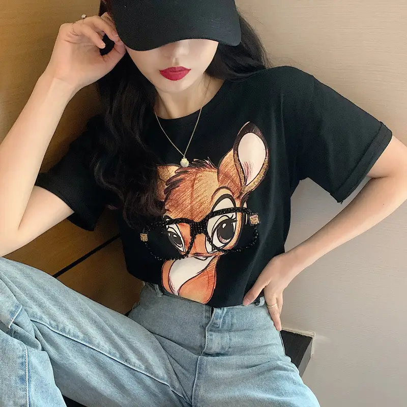 Women Cross Border Literary Casual T-Shirt Large — feature 16