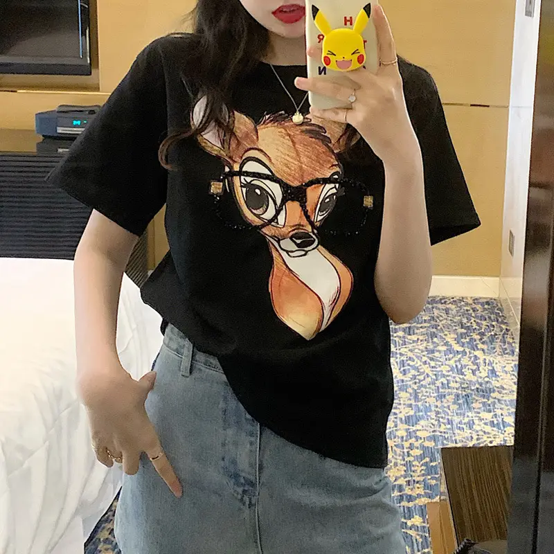 Women Cross Border Literary Casual T-Shirt Large — feature 17