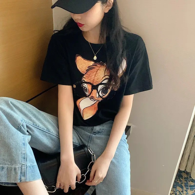 Women Cross Border Literary Casual T-Shirt Large — feature 19
