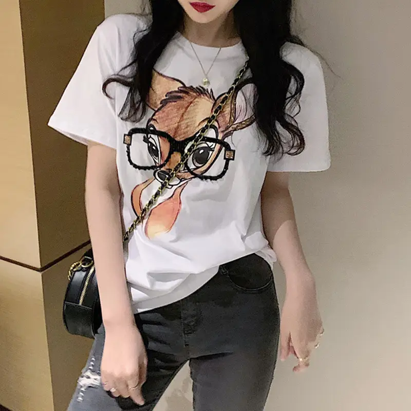 Women Cross Border Literary Casual T-Shirt Large — feature 2
