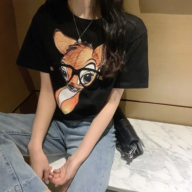 Women Cross Border Literary Casual T-Shirt Large — feature 20