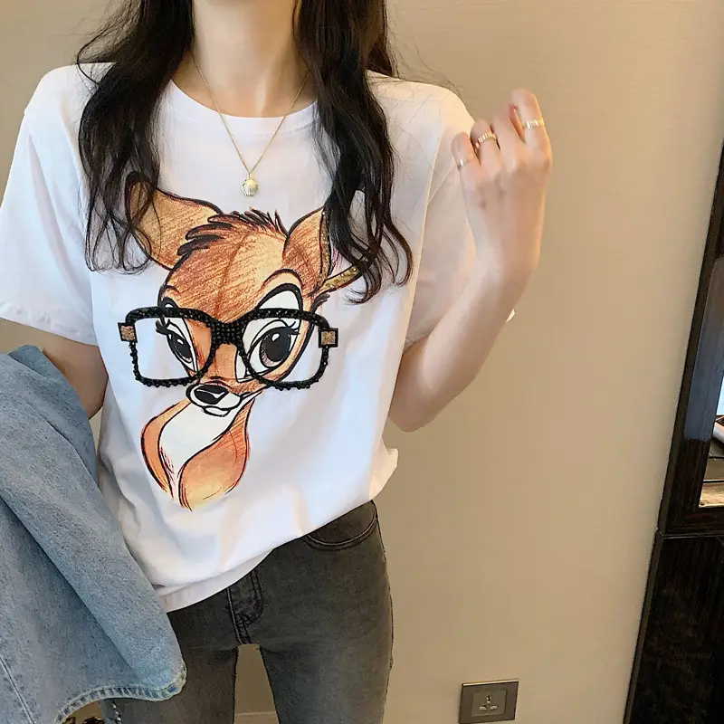 Women Cross Border Literary Casual T-Shirt Large — feature 4