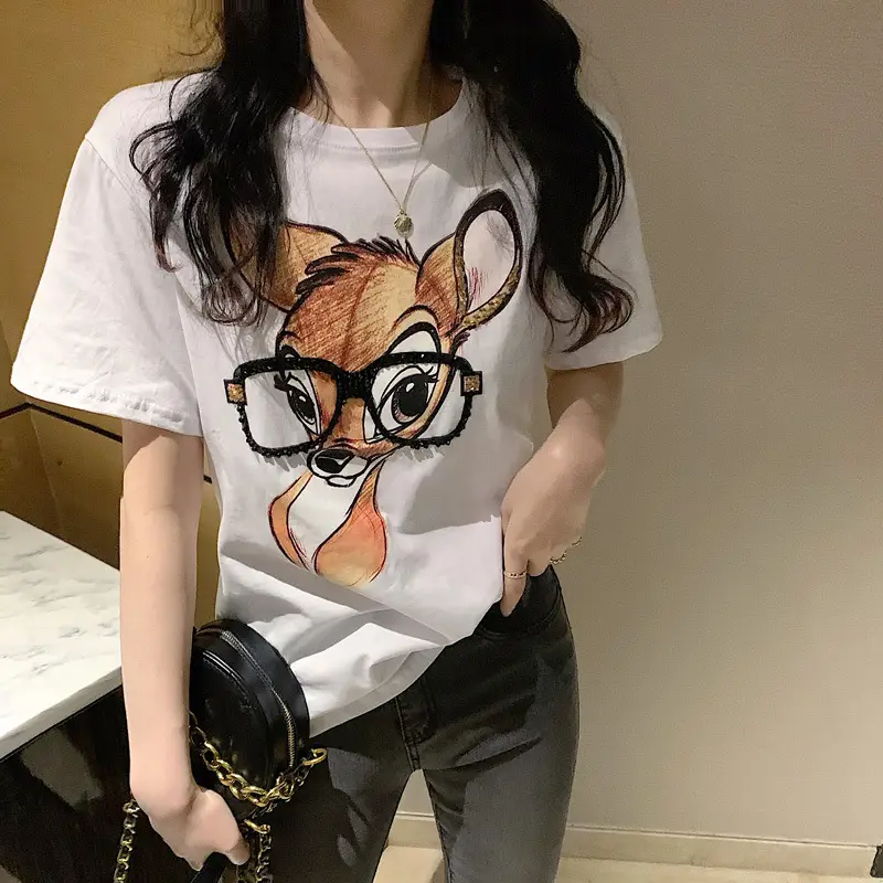 Women Cross Border Literary Casual T-Shirt Large — feature 6