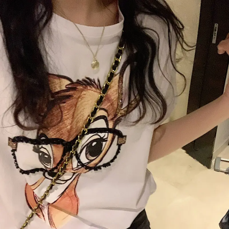 Women Cross Border Literary Casual T-Shirt Large — feature 7