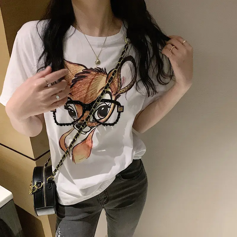 Women Cross Border Literary Casual T-Shirt Large — feature 8