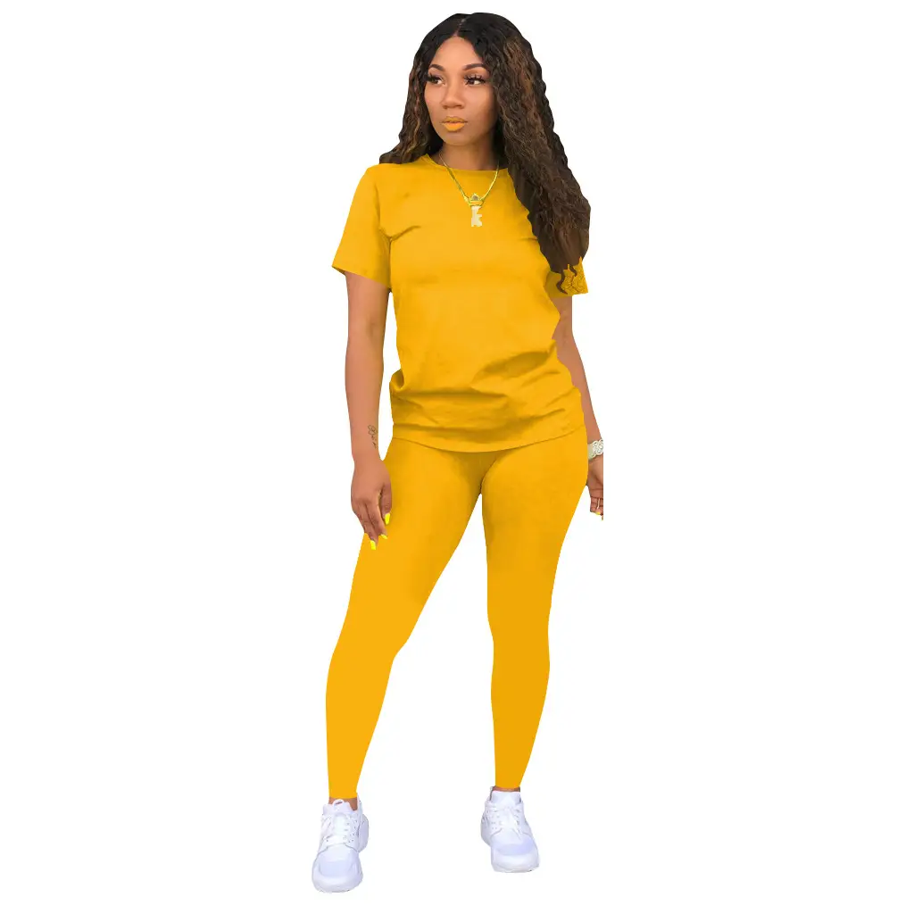 Yellow 2-Piece Casual Set for Women Solid Color — feature 14