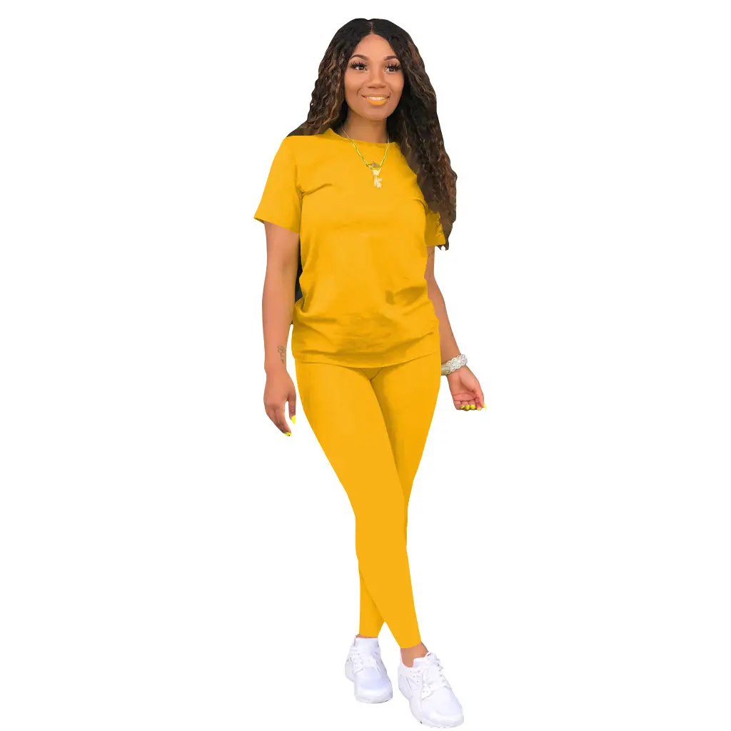 Yellow 2-Piece Casual Set for Women Solid Color — feature 15