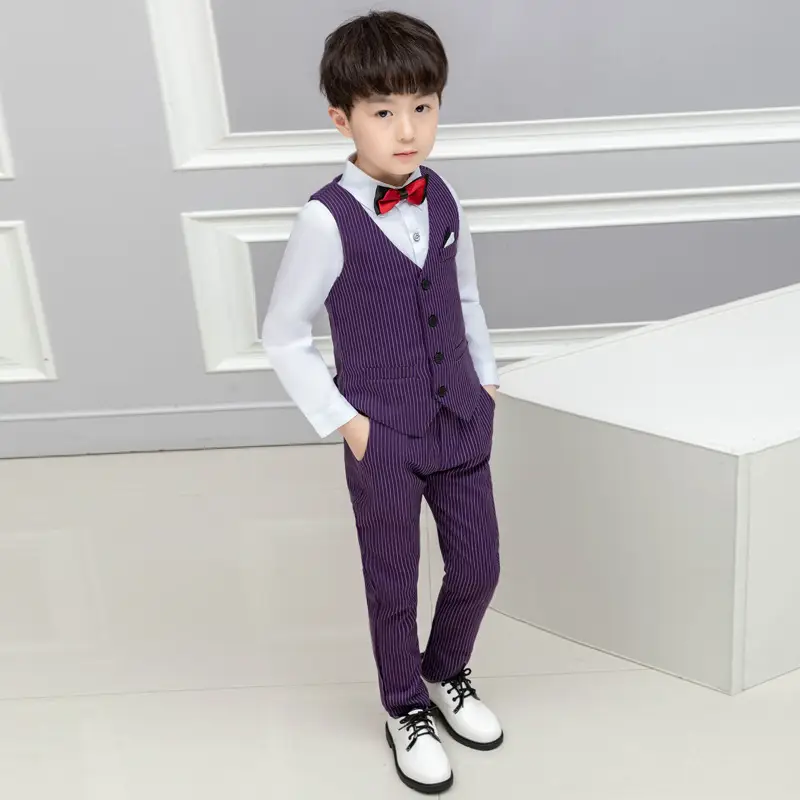 2024 Kids Striped Vest Suit Three-Piece Set - Image 5