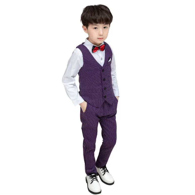 2024 Kids Striped Vest Suit Three-Piece Set - Image 8