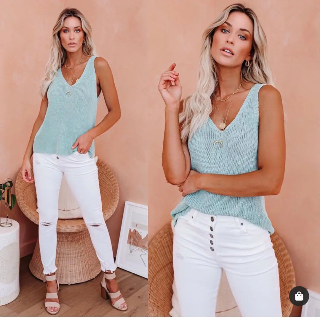 2024 Women's Knitted Camisole Solid Color Summer Top - Image 9