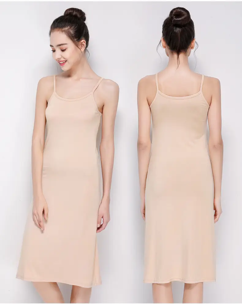 Women Gray Camisole Mid Length Summer Anti Exposure Long Skirt Bottom — feature 40