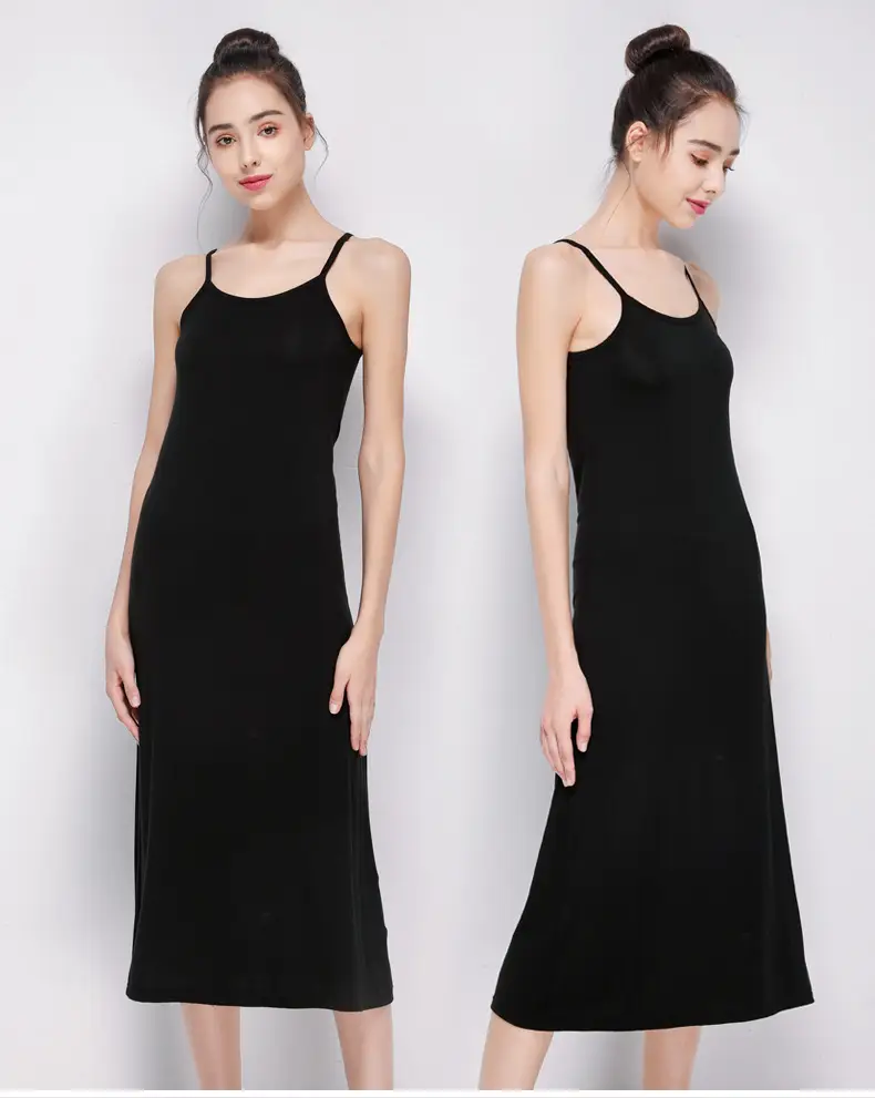 Women Gray Camisole Mid Length Summer Anti Exposure Long Skirt Bottom — feature 42