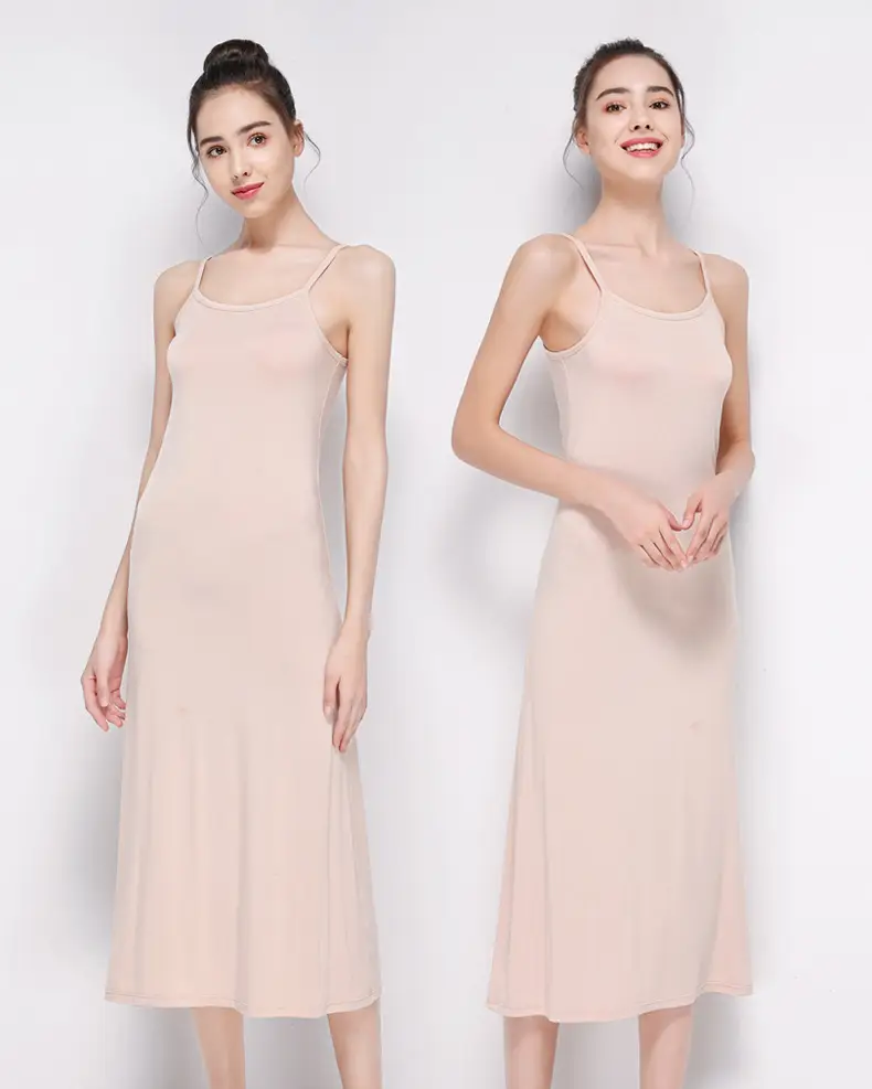 Women Gray Camisole Mid Length Summer Anti Exposure Long Skirt Bottom — feature 43