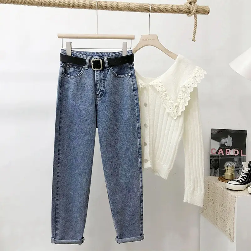 Korean Style High Waist Slimming Denim Pants for Women - Image 8