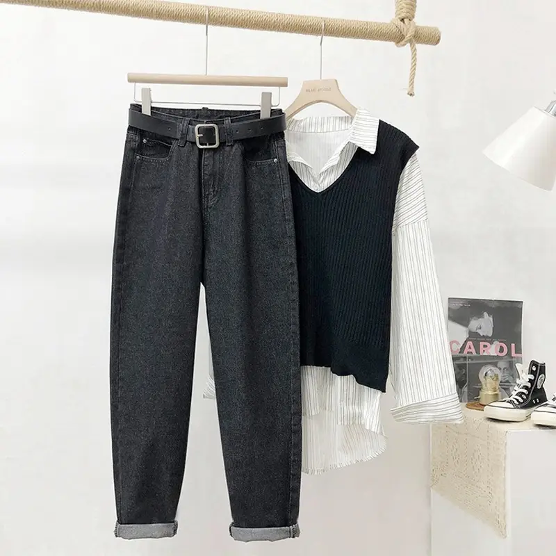 Korean Style High Waist Slimming Denim Pants for Women - Image 10