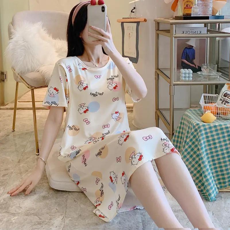 Pink Cat Print Nursing Nightgown for Women - Image 8