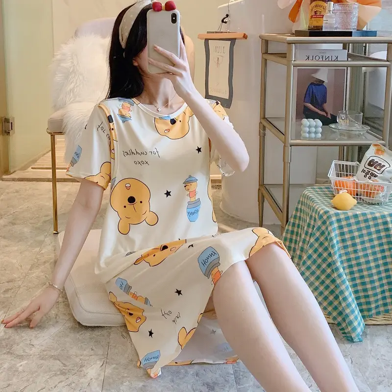 Pink Cat Print Nursing Nightgown for Women - Image 10