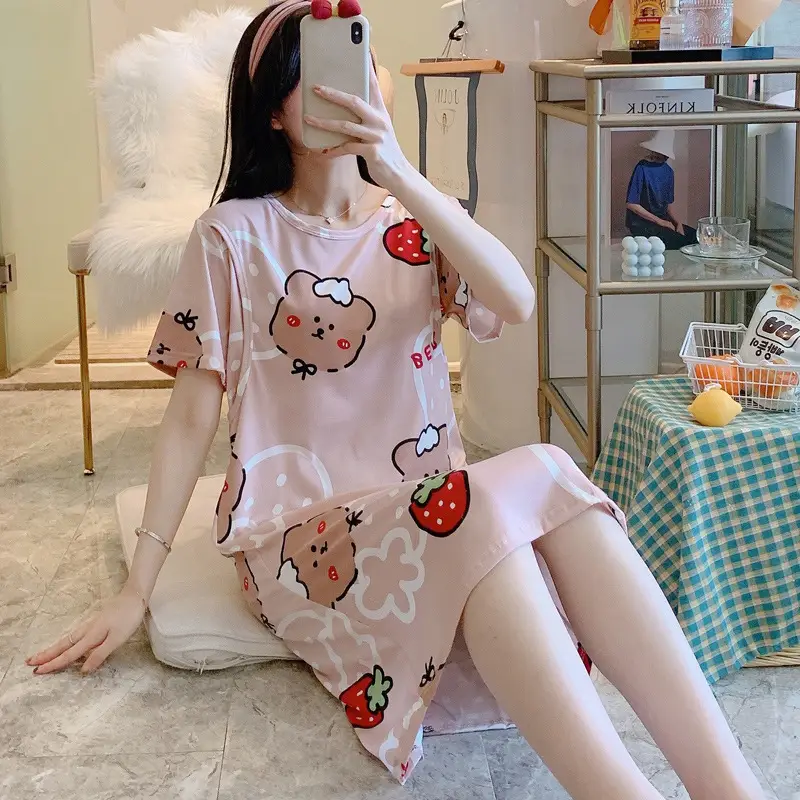 智贝SKU图_10哺乳睡裙夏季天薄款产后纯棉月子服4月份5