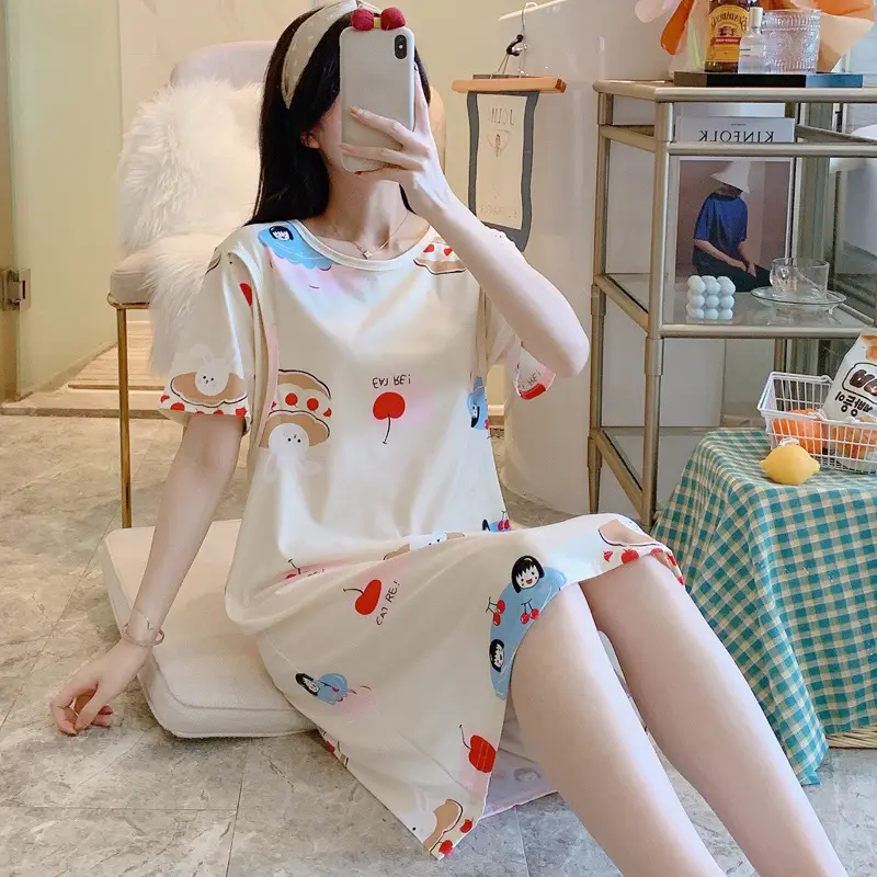 智贝SKU图_11哺乳睡裙夏季天薄款产后纯棉月子服4月份5