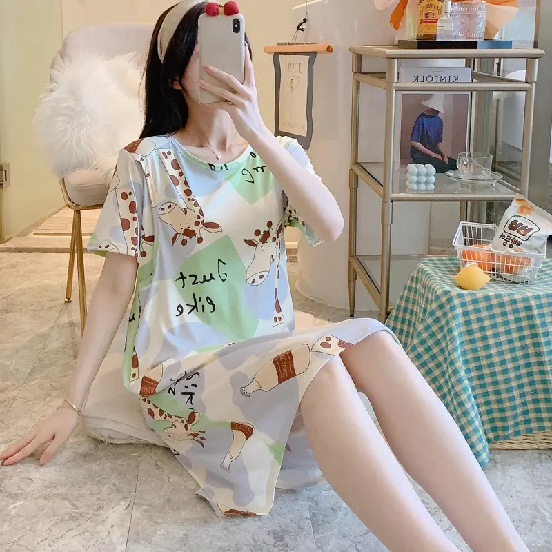 智贝SKU图_12哺乳睡裙夏季天薄款产后纯棉月子服4月份5
