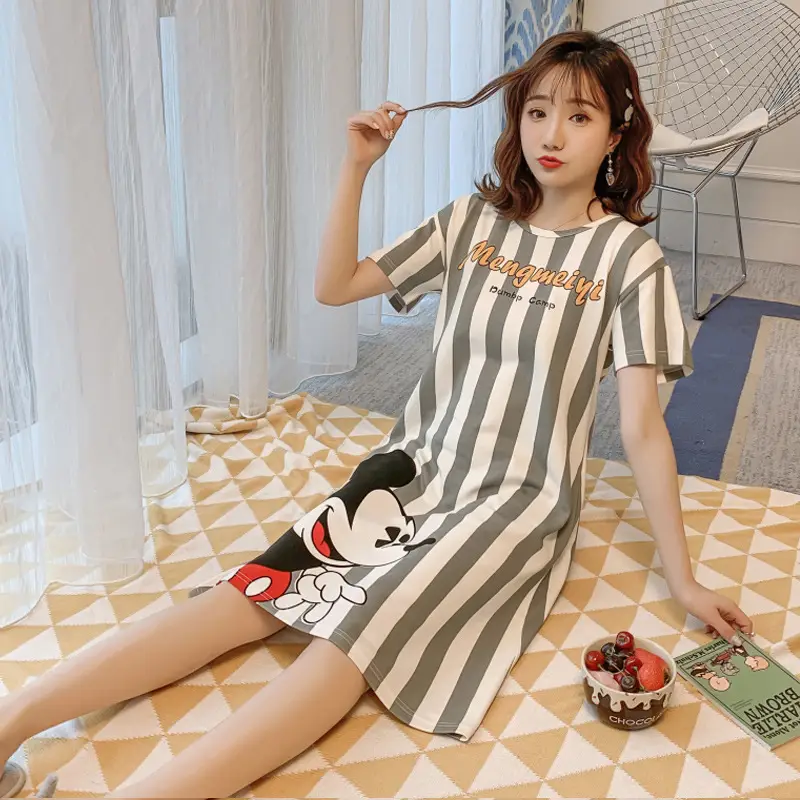 Pink Cat Print Nursing Nightgown for Women - Image 3