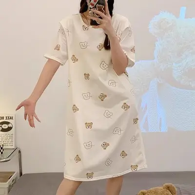 Pink Cat Print Nursing Nightgown for Women - Image 4