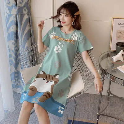 Pink Cat Print Nursing Nightgown for Women - Image 5