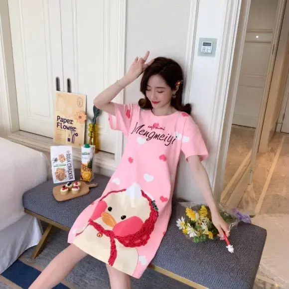 Pink Cat Print Nursing Nightgown for Women - Image 6