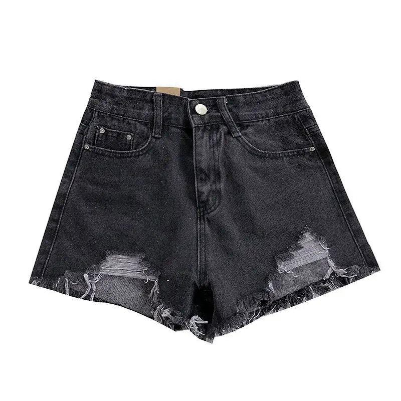 Ripped Denim Shorts for Girls 2025 Slimming Wide Leg