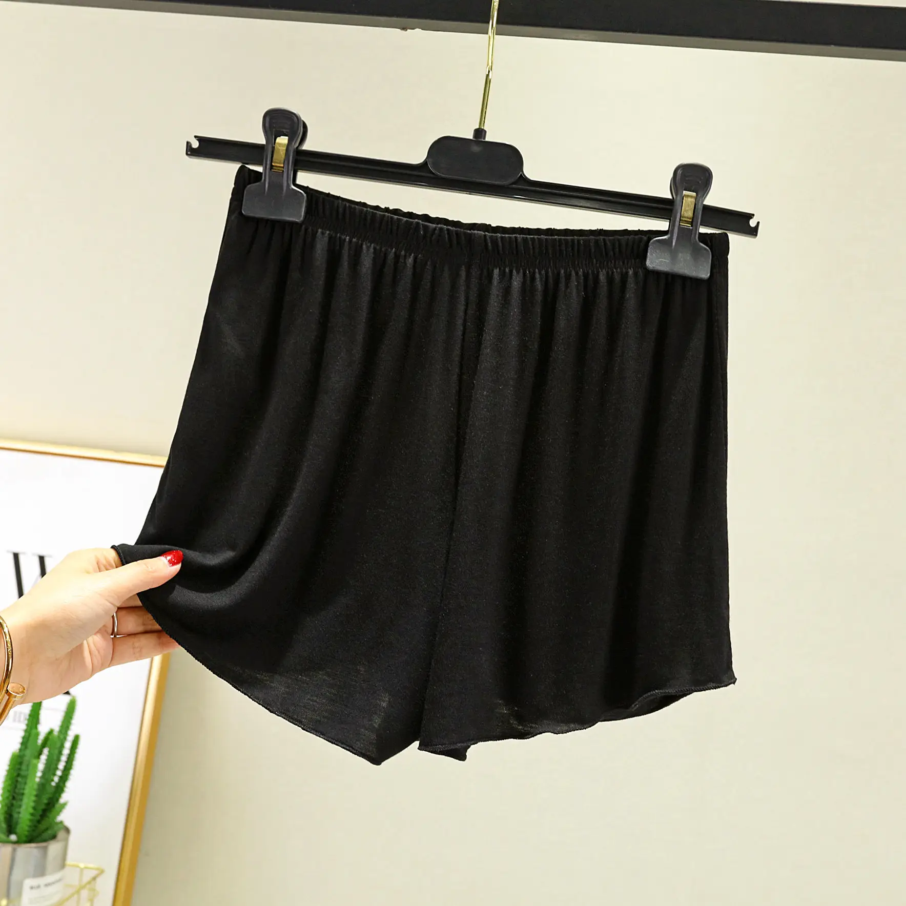 Women's Brown Modal Loose Shorts Plus Size High Waist - Image 2