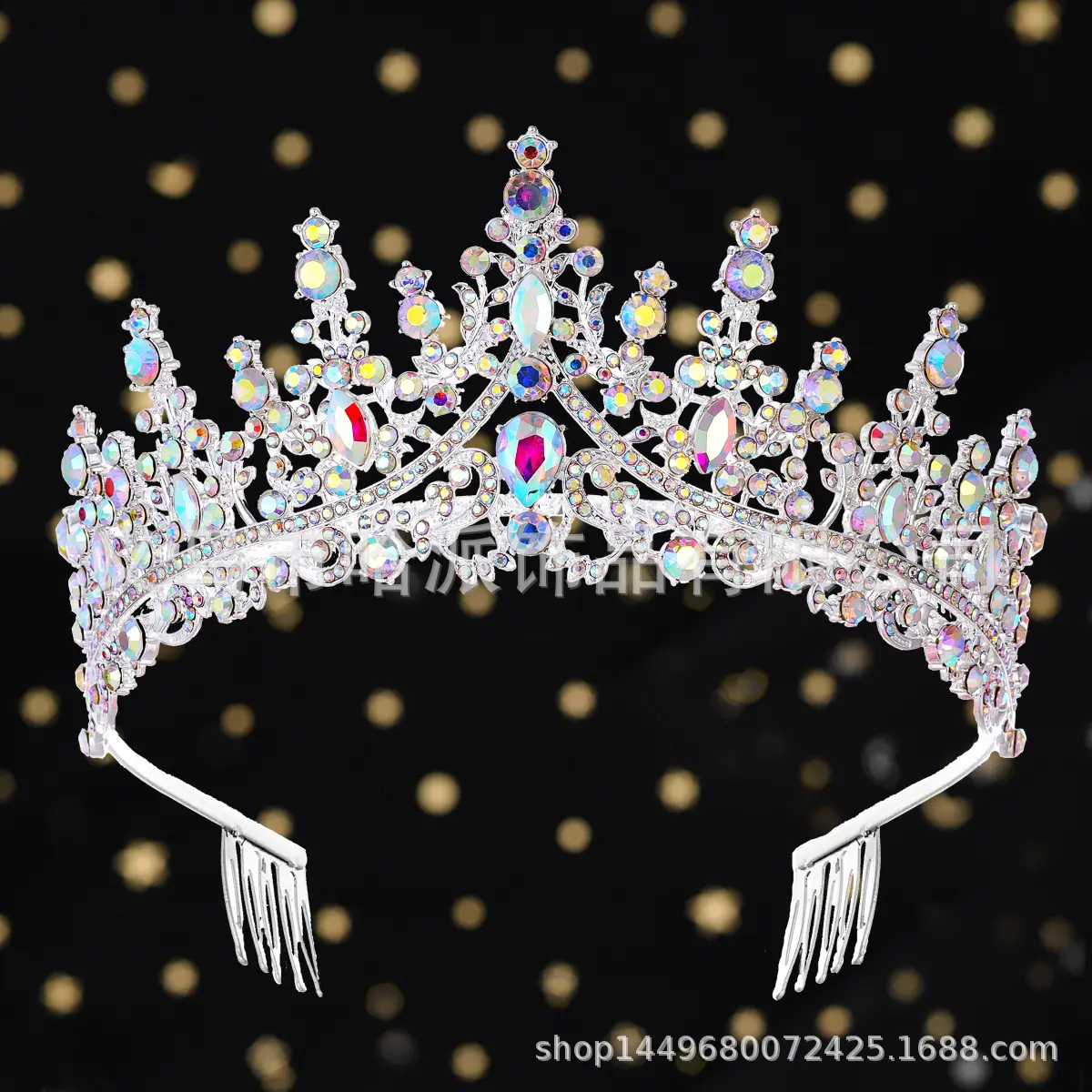 Purple Crystal Alloy Wedding Headband Crown — feature 7
