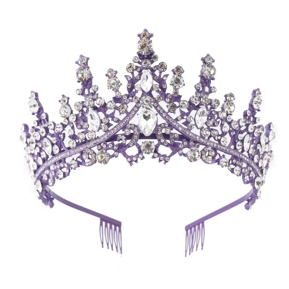 Purple Crystal Alloy Wedding Headband Crown