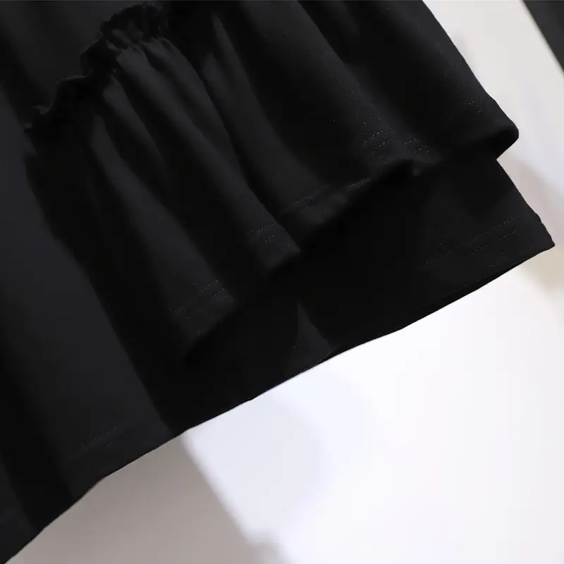 Black Ruffled Top Ruffle Shorts Set for Women - Image 8
