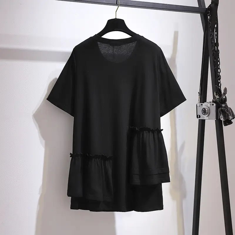 Black Ruffled Top Ruffle Shorts Set for Women - Image 4