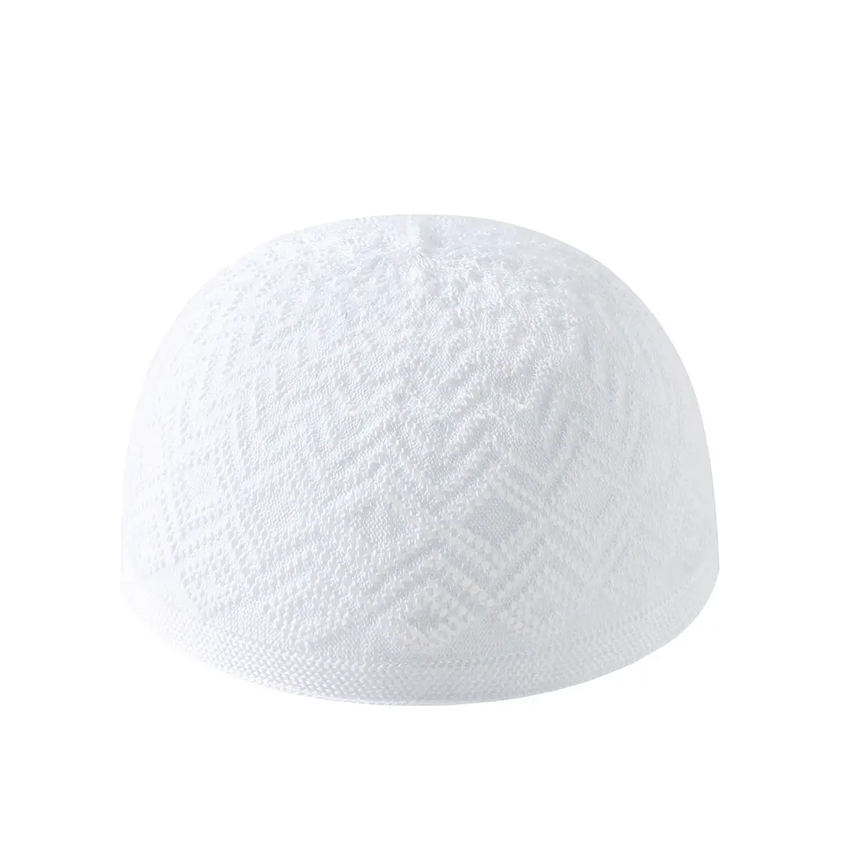 Black Knitted Muslim Hat with Geometric Pattern - Image 2