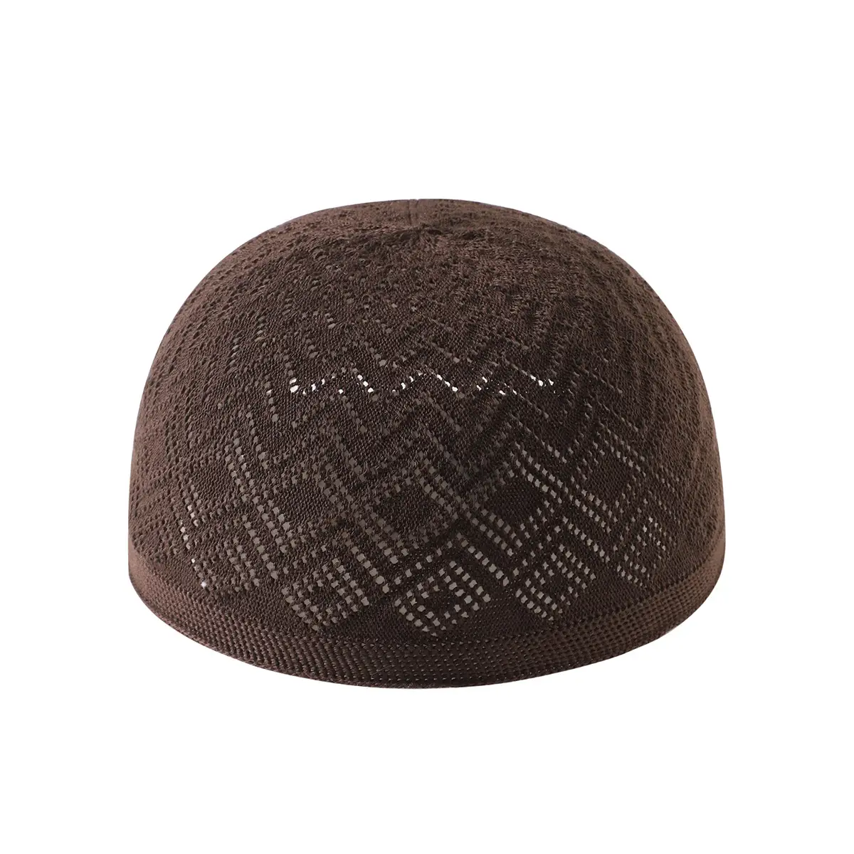 Black Knitted Muslim Hat with Geometric Pattern - Image 4