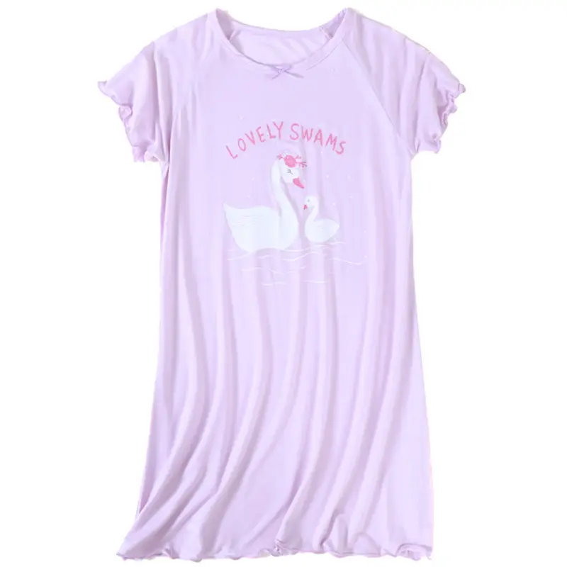 Girls Pink Lace Sleeves Nightdress Big Kids Cute Princess Dress - Image 7