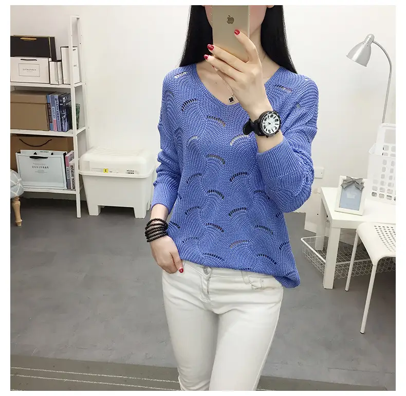 2021 Pink Hollow Out Sweater Top for Women — feature 14
