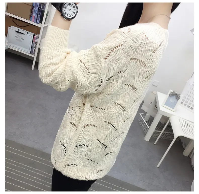 2021 Pink Hollow Out Sweater Top for Women — feature 18