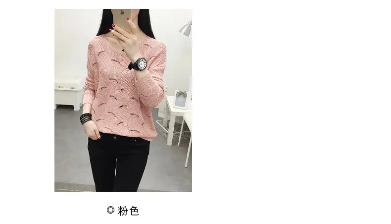 2021 Pink Hollow Out Sweater Top for Women — feature 2