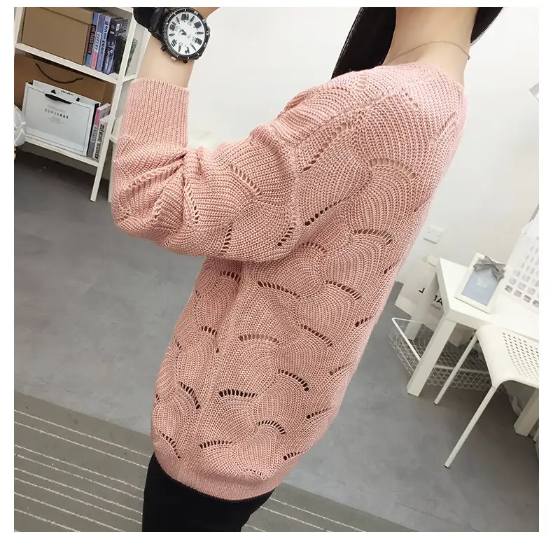 2021 Pink Hollow Out Sweater Top for Women — feature 22