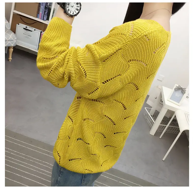 2021 Pink Hollow Out Sweater Top for Women — feature 7