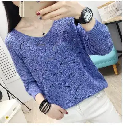 2021 Pink Hollow Out Sweater Top for Women - Image 5