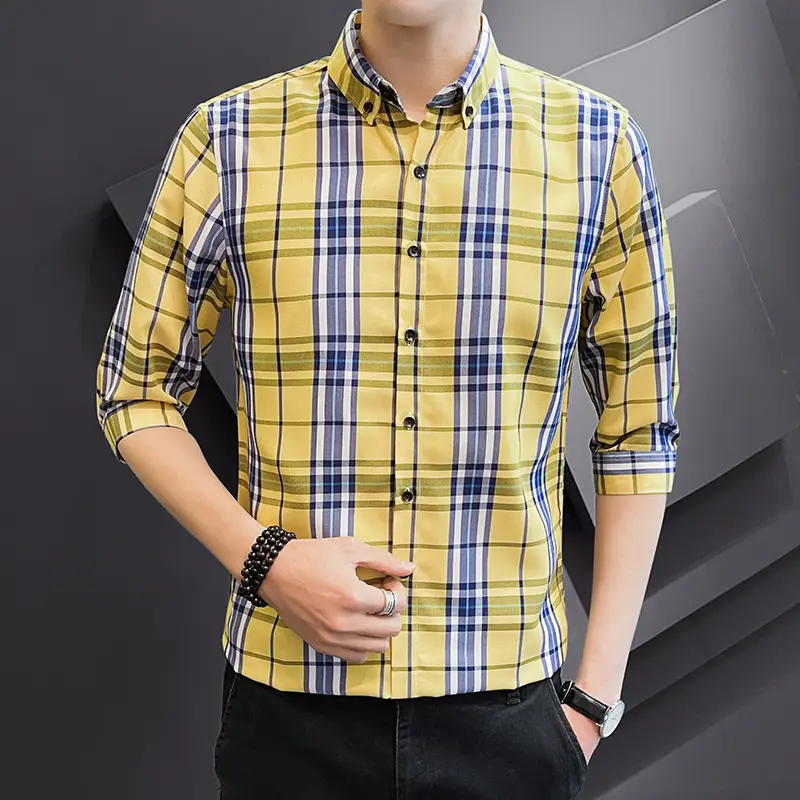 Men Striped Short Sleeve Shirt Black Red Crop Coat