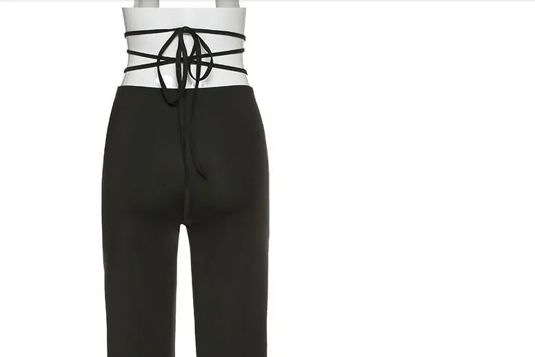 New European American High Waist Slim Fit Strap Trousers Women — feature 23