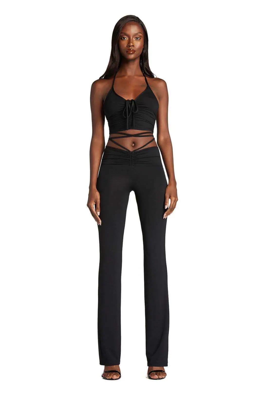 New European American High Waist Slim Fit Strap Trousers Women — feature 31